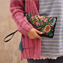 Embroidered Ethnic National Retro Butterfly Flower Bags Handbag Women Coin Purse Lady Clutch Wallet Tassel Coin Purses Holders 2024 - buy cheap