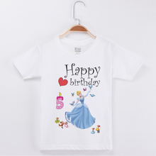 Camisetas De Cumpleaños de algodón para niños, ropa para niños, camisetas de manga corta para niña, camisetas con estampado de princesa, Tops 2024 - compra barato