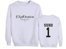 Kpop exo concert exploration same member name printing o neck fleece hoodies unisex pullover loose sweatshirt 2024 - buy cheap