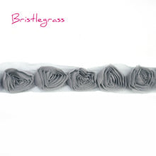 BRISTLEGRASS 1 yarda 1,57 "4cm gris chifón desgastado Rosa Flor de ribete de encaje de malla niños diadema nupcial boda Vestido de costura DIY 2024 - compra barato