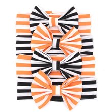 12Pcs/Lot Black Orange Halloween 5'' Cotton Bow With 2.3'' Headband Children Hair Accessory Headwrap Headwear Free Shipping 2024 - buy cheap