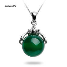 925 Sterling silver Pendant Green Transfer beads Natural semi-precious stones Retro necklace High quality Women jewelry gift 2024 - buy cheap