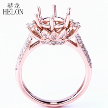 Розовое золото HELON Solid, 14K (585), круглая огранка 8-9 мм, полузакрепка, настоящие 0,4 карат бриллианты, трендовые цветы, Помолвочные украшения, кольцо 2024 - купить недорого