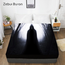 3D Print Custom Bed Sheet With Elastic,Fitted Sheet Queen/King,Halloween ghostly figure Mattress Cover 150/180/160x200 2024 - купить недорого