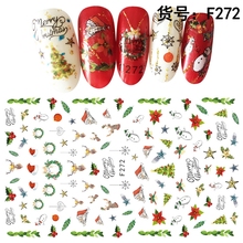 5 sheets christmas ADhesive nail decals Nails Art decorations Stickers acrylic nail accessories beauty manicure tools F271-F275 2024 - buy cheap