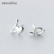 NBSAMENG-pendientes con pasador en forma de letra para mujer, 100% Plata de Ley 925 asimétricos, joyería para evitar alergia 2024 - compra barato