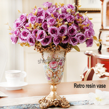 Vaso de resina para decoração criativa estilo europeu, retrô, para decoração de casa, sala de jantar, para mesa, vasos de flores, 1 peça 2024 - compre barato