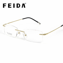 FEIDA Pure Titanium Rimless Glasses Frames Woman Men  Myopia Optical Frame Ultra-light Titanium Frameless Eyeglasses Frame 2024 - buy cheap