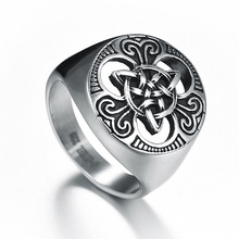 Винтажное кольцо в стиле панк серебряного цвета из титановой нержавеющей стали, ирландский кельтик, узел, кольцо для мужчин и женщин, Ретро ювелирные изделия, Размер 7-13 2024 - купить недорого