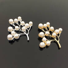 45mm*46mm Fashion Metal Alloy KC Gold Rhodium Imitation Pearl Branch Connectors Charm For Jewelry Making Accessories 20PCS 2024 - buy cheap