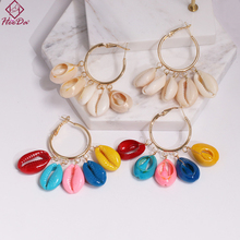 Bohemia Layers Multi Conch Hoop Earrings 2019 Fashion Graceful Nature Shell Earring Women Summer Joker See Vacation Jewelry New 2024 - buy cheap