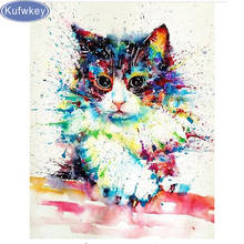 5d Diy Diamond Painting Cross Stitch Diamond Embroidery watercolor cat painting Full square Diamond Mosaic cat Pictures wall art 2024 - buy cheap