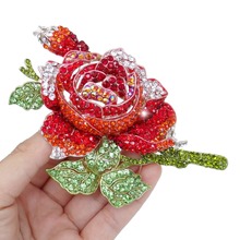 Broches de flores tuliper, broche grande de cristal austríaco com pino para mulheres e homens, acessórios de joias de roupas 2024 - compre barato