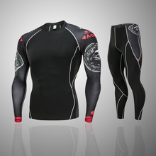 new men and women jogging thermal underwear base layer Compression sportswear MMA rashgard kit 2 piece Gym T-shirt jogging suits 2024 - buy cheap