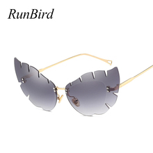 RunBird-gafas de sol sin montura de estilo ojo de gato para mujer, anteojos de sol femeninos con degradado, de marca de diseñador, UV400 con protección, de Metal de alta calidad 1518R 2024 - compra barato