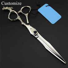 Customize professional japan 440c 7 inch Gem Dragon Pet dog grooming hair scissors Cutting barber shears hairdressing scissors 2024 - buy cheap