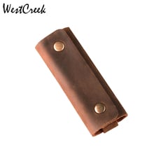 WESTCREEK-Llavero de piel auténtica hecho a mano para hombre, portallaves minimalista, Vintage, organizador de llaves 2024 - compra barato