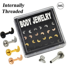 24pieces Steel Moon Labret Lip Piercing Jewelry Body Stud Internally Threaded Ear Helix Ring Cartilage Tragus 16 Gauge 2024 - buy cheap