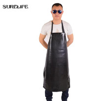 Hot Mens Womens Convenient Faux Leather Chef Apron Waterproof Kitchen Cafe Commercial Restaurant Cooking Aprons 2024 - buy cheap