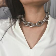 Hip-hop Chain Choker Punk Big Linked Glossy Cable Chain Necklace women men Bracelet rock band Jewelry silver color gothic link 2024 - buy cheap