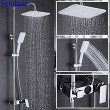 Senducs-Conjunto de ducha Digital LED, Sistema de ducha superior cuadrada de 8 pulgadas, cabezal de ducha ABS, juego de ducha LED de latón de calidad 2024 - compra barato