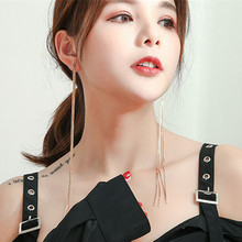 Korean Long Tassel Earrings 2020 Hanging Bridal Dangle Metal Earring for women brincos Wedding Jewelry Gifts 2024 - buy cheap