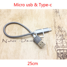 Cable de carga rápida 2 en 1 para móvil, cable micro usb tipo c de 25cm para huawei p20 lite mate 10 20 p y9 p smart 2019 y6 y7 2018 nova 3i 2024 - compra barato