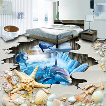 3D Floor Tiles Mural Wallpaper Personalized Customization Wear Non-slip Waterproof Thickened Self-adhesive Beach Shells Stickers 2024 - buy cheap