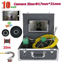 Câmera de inspeção de vídeo ip68 sem fio, 20m, 10 polegadas, wi-fi, 17mm, tubo industrial, inspeção de esgoto, à prova d'água, tubulação de esgoto 2024 - compre barato