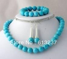 hot free Shipping new 2014 Fashion Style diy 10mm Blue calaite Bead Necklace Bracelet Earring 1 Set MY5344 2024 - buy cheap