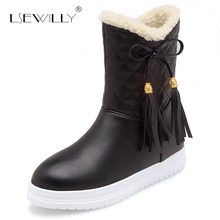 Lsewilly botas de neve femininas para inverno, sapatos de inverno de alta qualidade com pelo quente, antiderrapante, com salto de cunha, para mulheres, tamanhos 33 a 43 e40 2024 - compre barato