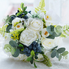 Centros de mesa de boda, ramo de rosas blancas con bayas, flores nupciales, ramo de boda, regalo de cumpleaños de San Valentín 2024 - compra barato