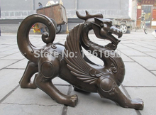 xd 001331 Chinese royal Pure Bronze talisman Foo Dog Lion Pi Xiu Dragon kylin statuary 2024 - buy cheap