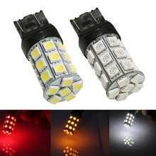 HYZHAUTO-bombillas LED de coche T20 W21/5W, lámpara de freno trasero de 12V, 7443, 5050, 27-SMD, blanco, rojo, amarillo 2024 - compra barato