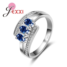 Fashion Silver Rings For Women 2020 Trendy Band Jewelry Blue CZ   925 Sterling Silver Engagement Party Ring Bijoux 2024 - buy cheap