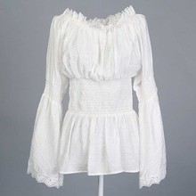 Plus size vestido europeu de algodão branco e renda, mangas compridas, sexy, estilo gótico, camisa, espartilho steampunk, burlesco, acessórios, trajes 2024 - compre barato