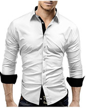 Men Shirt Brand Male High Quality Long Sleeve Shirts Casual Hit Color Slim Fit Black Man Dress Shirts 4XL 2024 - buy cheap