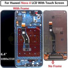 Para huawei nova 4 display lcd com moldura da tela de toque digitador assembléia VCE-AL00 VCE-TL00 lcd substituição para huawei nova4 lcd 2024 - compre barato
