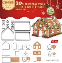 Luyou 10pcs/set DIY Gingerbread house Stainless Steel Christmas Cookie Cutters Biscuit Mold Fondant Cutter Baking Tools FM1717 2024 - buy cheap