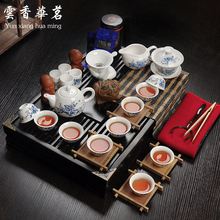 Jogo de chá de porcelana branca, conjunto especial de bule de chá kung fu, bandeja de madeira para mesa de chá 2024 - compre barato