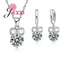 New Crystal Pendant Necklace 925 Sterling Silver Women Hot Sale Necklaces & Pendants & Earrings Jewelry Sets 2024 - buy cheap