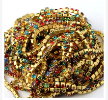 5yard/piece mix color Glass Crystal sew on rhinestones Chain gold bottom Diy Clothing accessories SIJISHUIZUAN 2024 - buy cheap