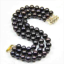 Impresionante joyería de perlas, 7-8mm 3 filas negro patata redonda pulsera de perlas de agua dulce 2024 - compra barato