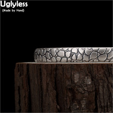 Uglyless Creative Patterns Stone Thai Silver Bangles for Women Uneven Surface 99.9% Full Silver Buddhism Open Bangle Heart Sutra 2024 - buy cheap