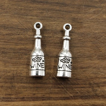 10 pcs 3D Wine Bottle Charms 27x8mm Tibetan Silver Plated Pendants Antique Jewelry Making DIY Handmade Craft 2024 - buy cheap