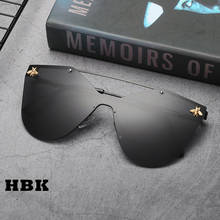 HBK Women 2019 Luxury Cateye Sunglasses Trend New Brand Little Bee Glasses Fashion Brand One Piece Metal Frame Sunglasses UV400 2024 - buy cheap
