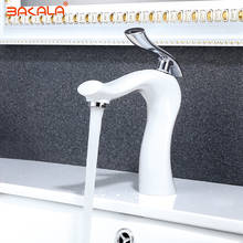 BAKALA Luxury Basin Faucet Water Tap Bathroom Faucet Solid White Brass Chrome Gold Finish Single Handle Water Sink Tap Mixer 2024 - buy cheap