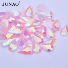 JUNAO 5*8 мм 8*13 мм розовые кристаллы AB искусственные акриловые кристаллы для ногтей без горячей фиксации плоские стразы бусины для рукоделия 2024 - купить недорого