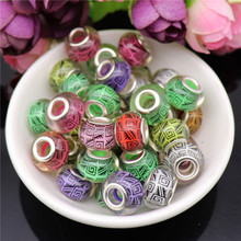 20pcs/Lot Mixed Color Stripe Poly Acrylic Beads for Jewelry Making Large Hole Plastic Spacer Beads fit Pandora Bracelet Necklace 2024 - buy cheap