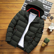 Jaqueta fina masculina com capuz, jaqueta curta de algodão com capuz, para homens de inverno, de cor sólida, casual e de tamanho grande, 2019 2024 - compre barato
